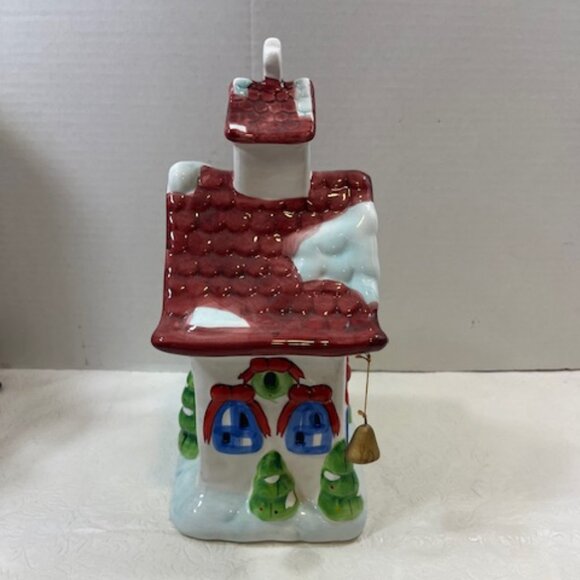 VTG Elements Christmas Village Church Ceramic Hand Painted 5.5"x5"x11" - Picture 2 of 11